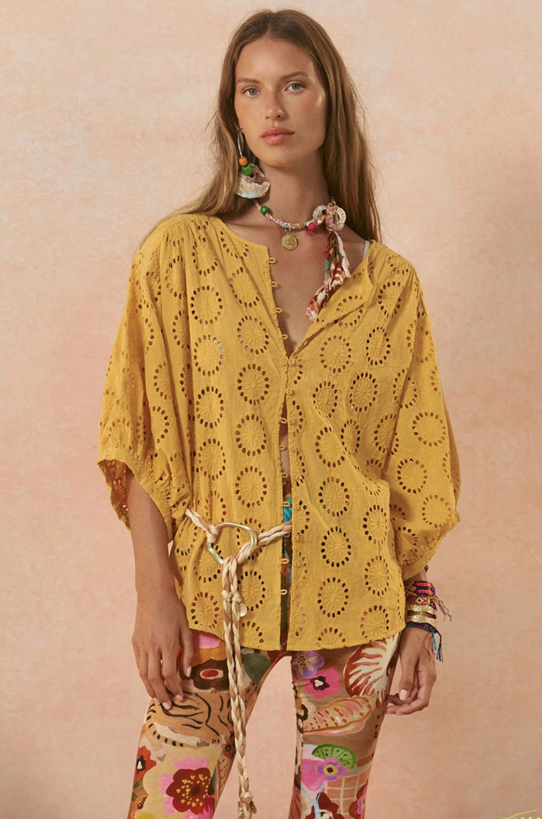 Spell Yaya Lace Blouse - Golden Sun