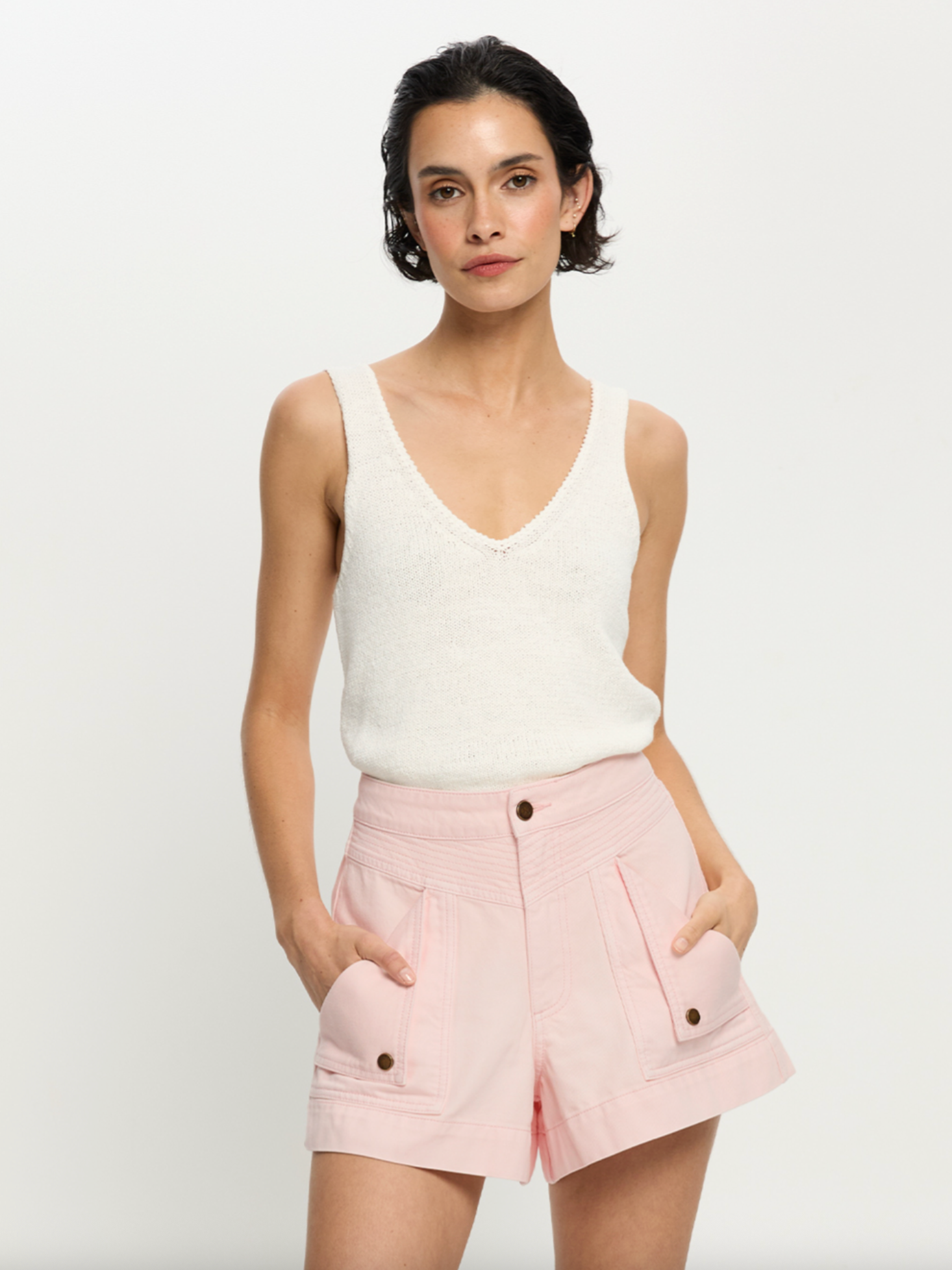Kivari Celene Denim Short - Soft Pink