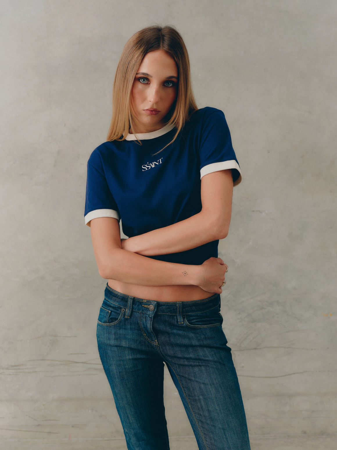 Ssaint Logo Baby Tee - Navy