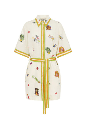 Alemais Checkers Embroidered Mini Dress - PREORDER