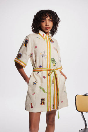 Alemais Checkers Embroidered Mini Dress - PREORDER