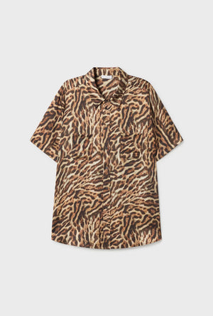 Silk Laundry Short Sleeve Boyfriend Shirt - Leopard