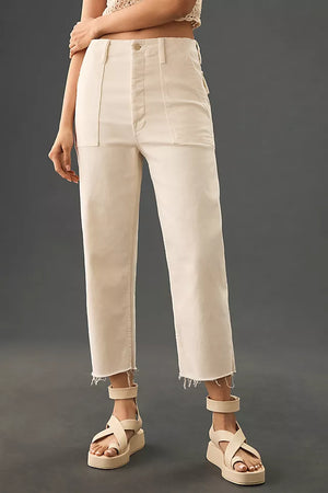 Mother Denim Patch Pocket  Private Ankle Fray - Cream Puffs