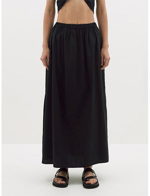 Bassike Organic Cotton Pull On Skirt v- Black