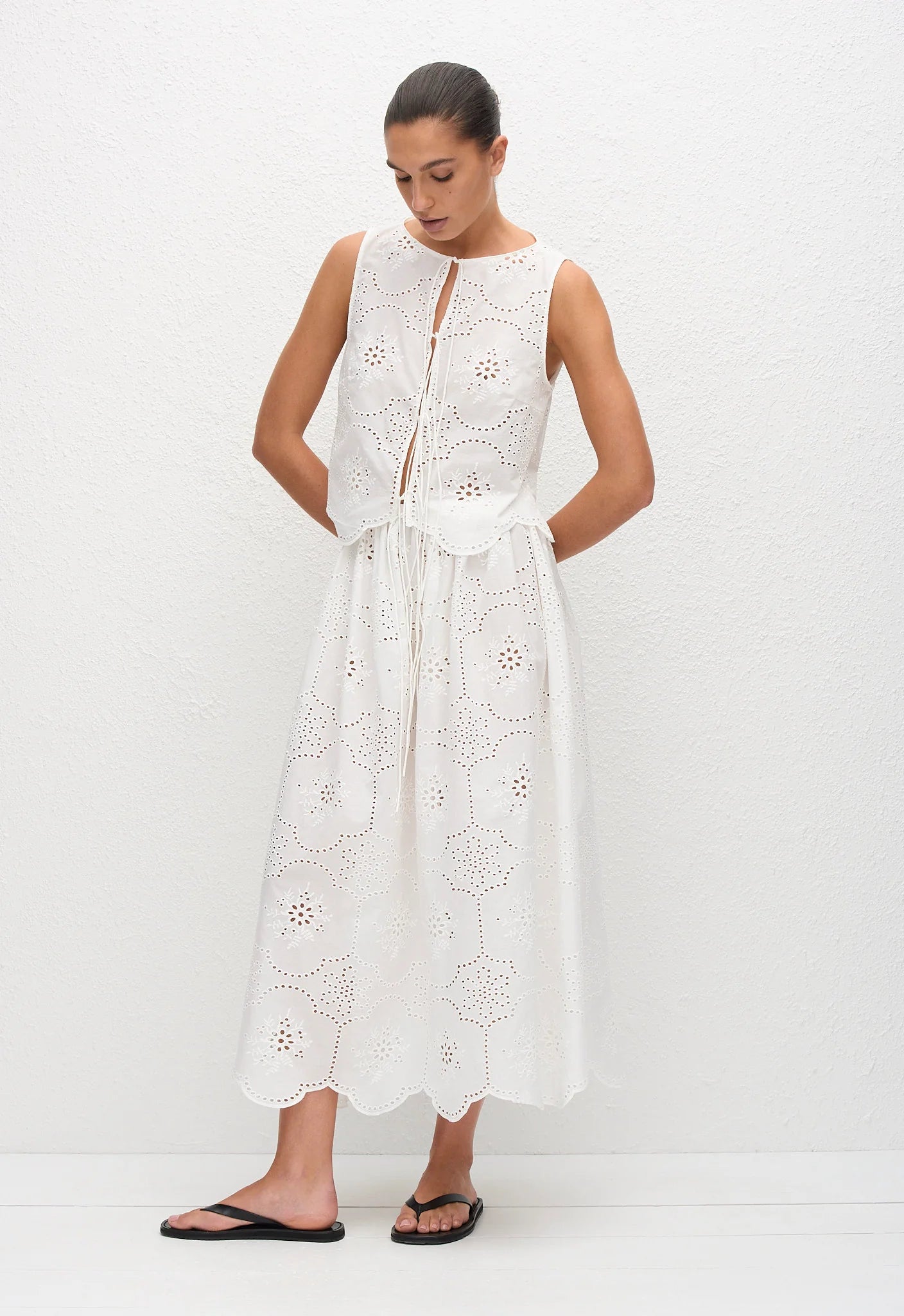 Matteau Broderie Tie Blouse - White