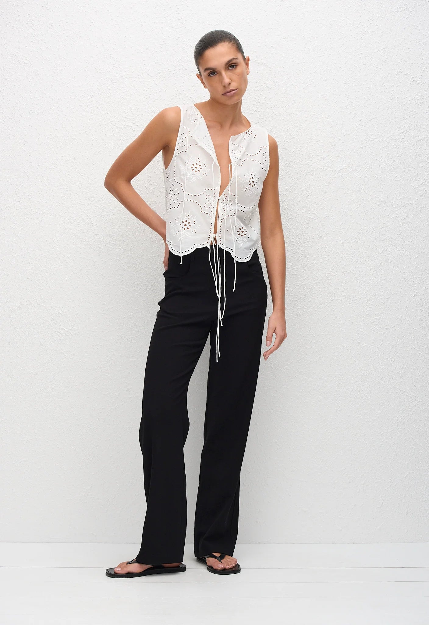 Matteau Broderie Tie Blouse - White