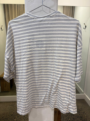 Bassike Stripe Slouch T-Shirt - Black/White/Undyed