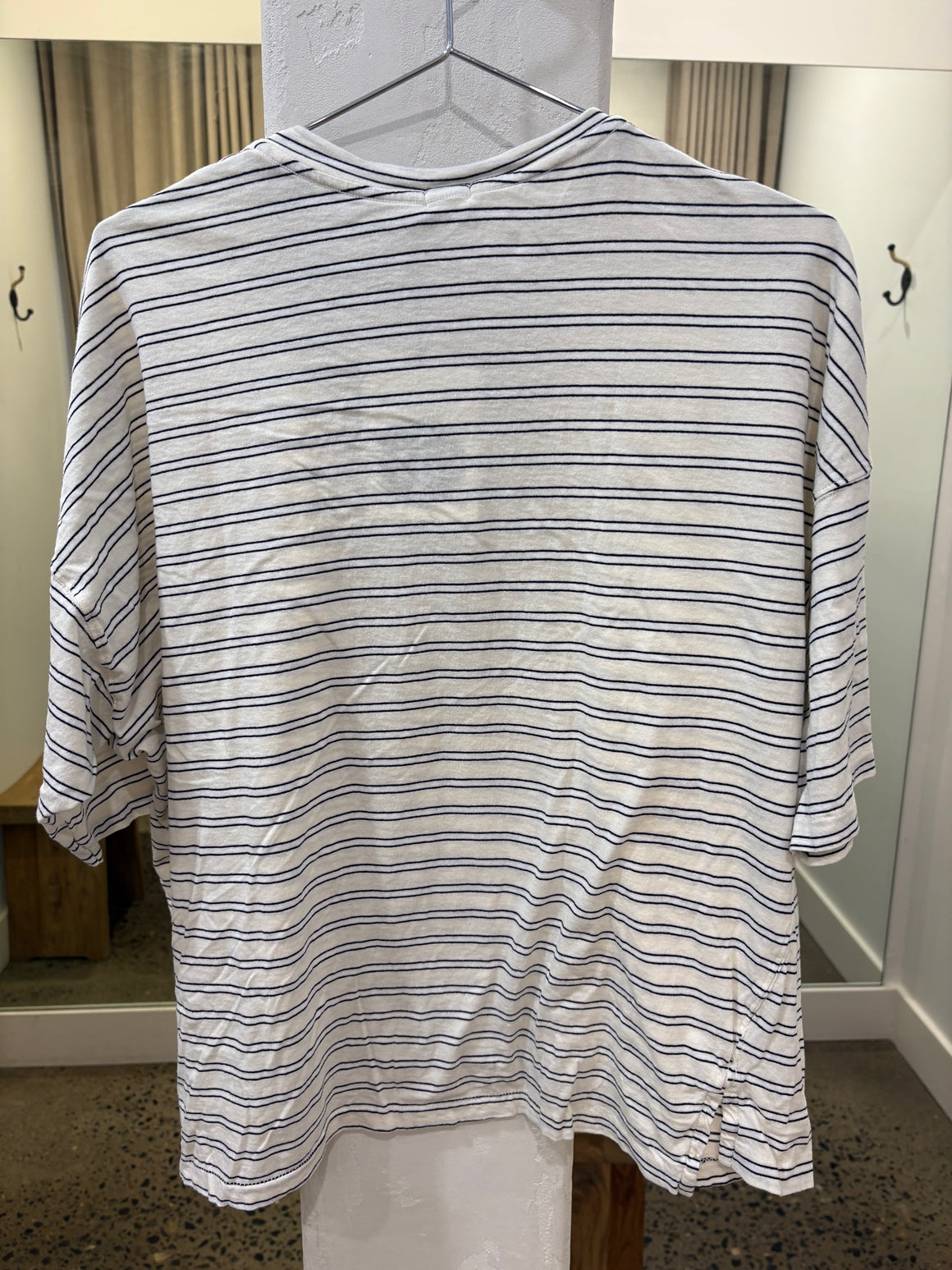 Bassike Stripe Slouch T-Shirt - Black/White/Undyed