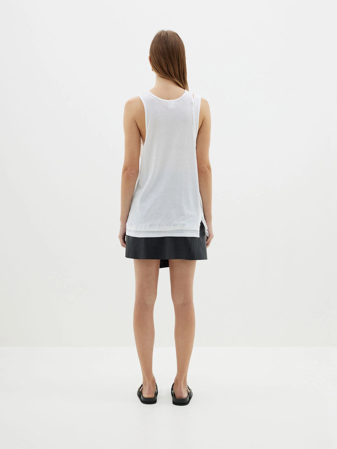 Bassike Superfine Layered Tank - White