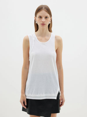 Bassike Superfine Layered Tank - White