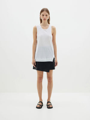 Bassike Superfine Layered Tank - White