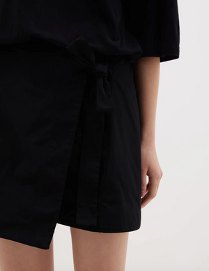 Bassike Contrast Mini Wrap Dress - Black