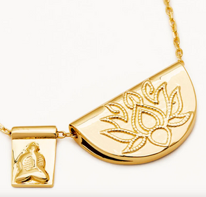 By Charlotte Lotus Short Necklace with Buddha - 18k Gold Vermeil