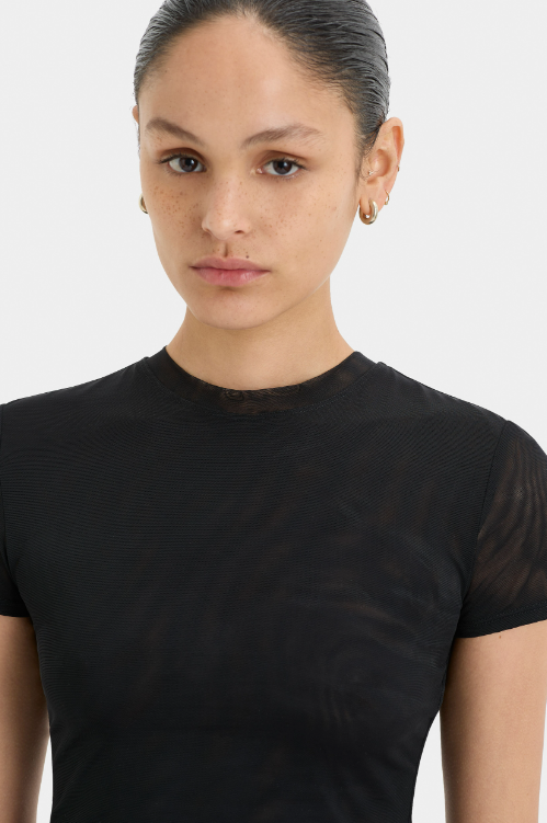 SIR. Jacques Mesh Fitted Tee - Black