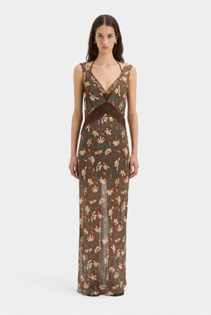 SIR. Avellino Lace Layered Dress - Chocolate Fiore Print