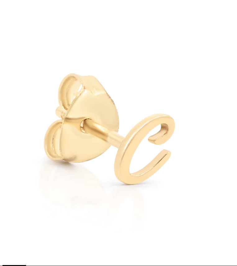 By Charlotte Love letter Initial Single Stud Earring - 14k Gold