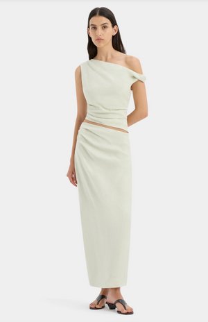 SIR. Iris Asymmetric Midi Skirt - Light Sage