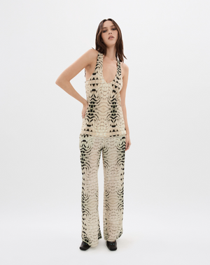 Muma World Cuban Silk Chiffon Crocodile Pants