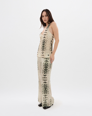 Muma World Cuban Silk Chiffon Crocodile Pants