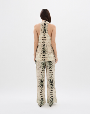 Muma World Cuban Silk Chiffon Crocodile Pants