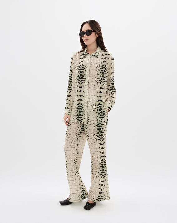 Muma World Cuban Silk Chiffon Crocodile Pants