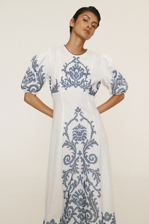 Alemais Hazel Embroidered Midi Dress