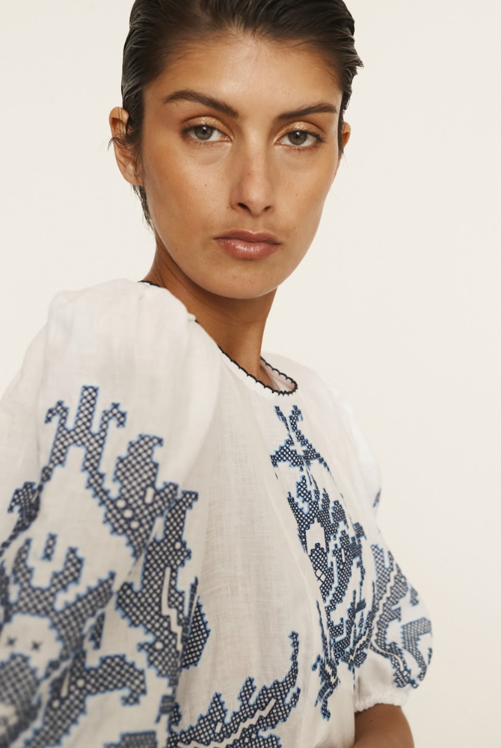 Alemais Hazel Embroidered Midi Dress