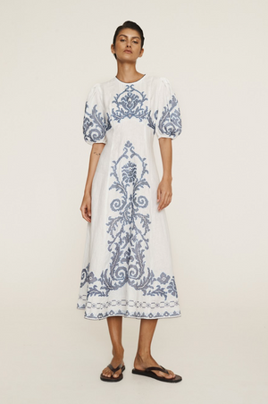 Alemais Hazel Embroidered Midi Dress