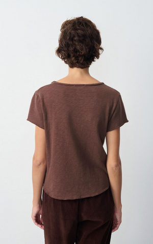 American Vintage Womens V Neck T.Shirt Sonoma - Vintage Chocolate