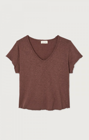 American Vintage Womens V Neck T.Shirt Sonoma - Vintage Chocolate