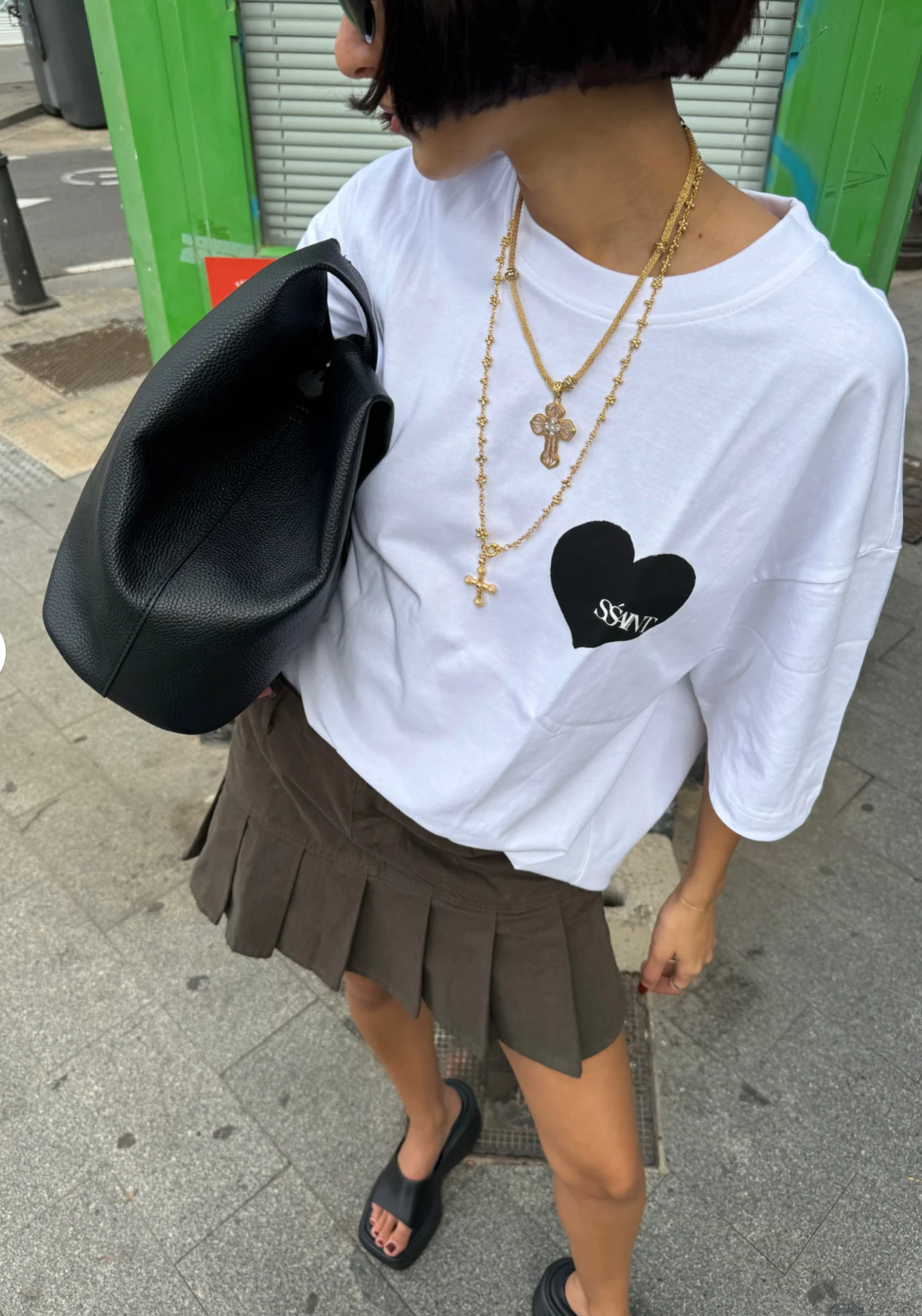 Ssaint Heart Tee - White With Black Heart