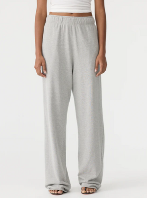 Bassike Wide Leg French Terry Pant - Grey Marle