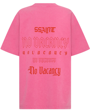 Ssaint No Vacancy Tee - Dark Pink Acid Wash