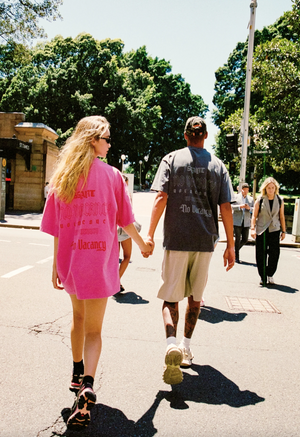 Ssaint No Vacancy Tee - Dark Pink Acid Wash