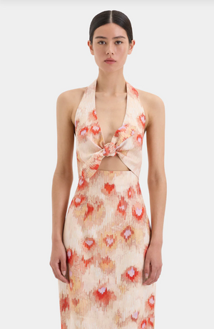 SIR. Fiorella Tie Midi Dress - Petalo Lumina