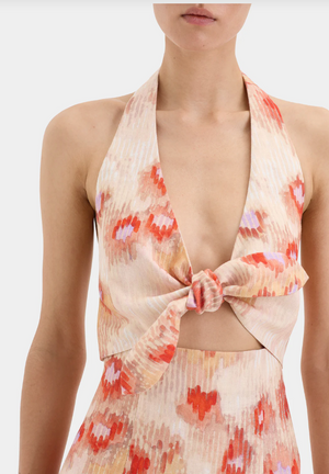 SIR. Fiorella Tie Midi Dress - Petalo Lumina