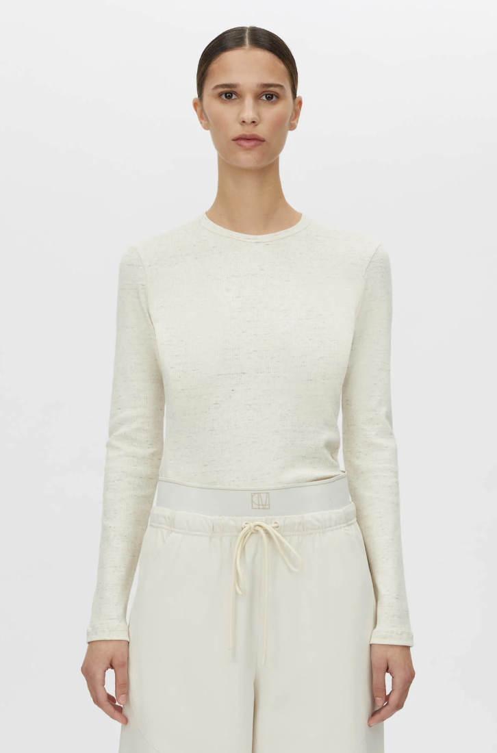Camilla and Marc Nora Long Sleeve Monogram Top - Ivory Marle