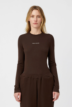 Camilla and Marc Park Long Sleeve Logo Top - Bitter Chocolate