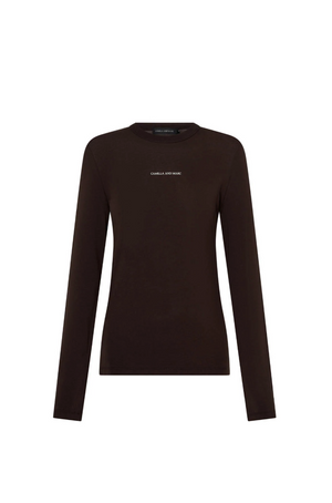Camilla and Marc Park Long Sleeve Logo Top - Bitter Chocolate