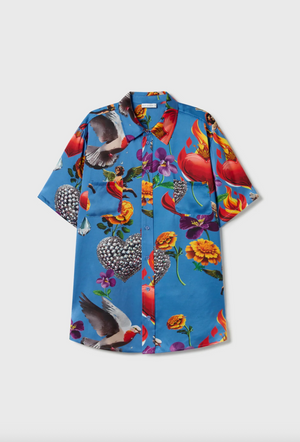 Silk Laundry Short Sleeve Boyfriend Shirt - Dearly Beloved Mirage