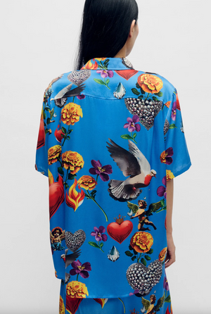 Silk Laundry Short Sleeve Boyfriend Shirt - Dearly Beloved Mirage