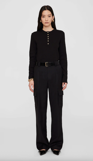 Anine Bing Alessia Long Sleeve Tee - Black