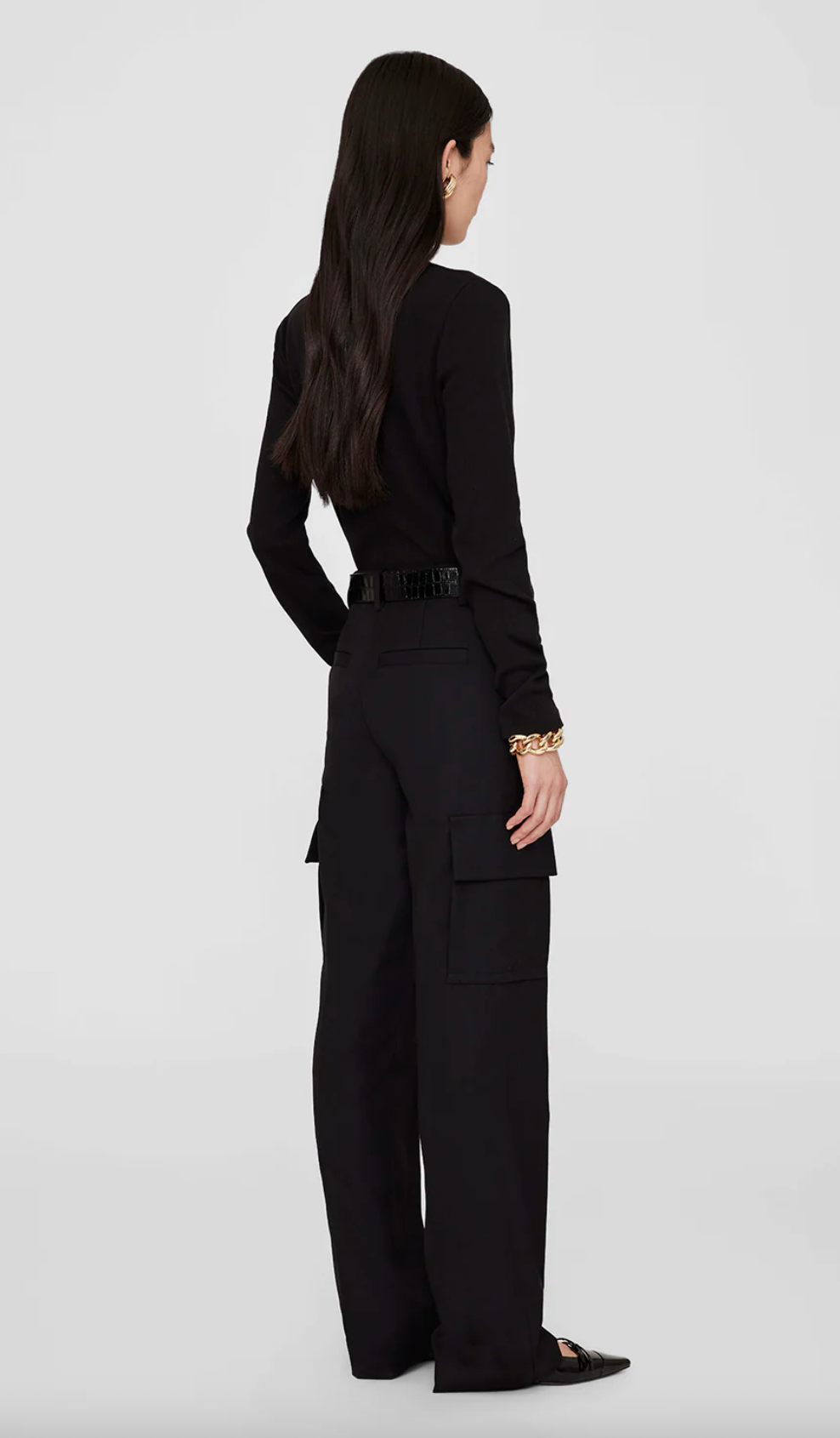 Anine Bing Alessia Long Sleeve Tee - Black