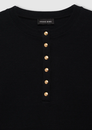 Anine Bing Alessia Long Sleeve Tee - Black