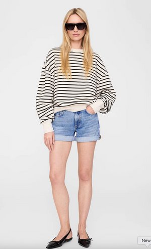 Anine Bing Dean Sweatshirt - Black Stripe French Terry