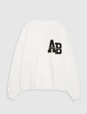 Anine Bing Miles Oversized Sweatshirt Letterman - Off White