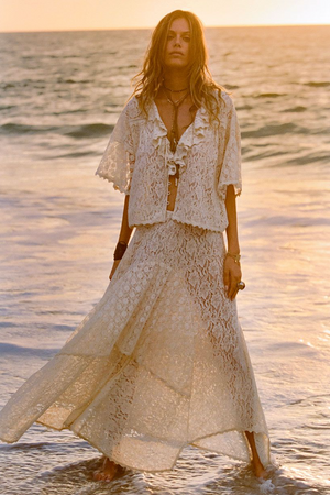 Spell Lux Lisbon Lace Handkerchief Skirt - Vintage Cream