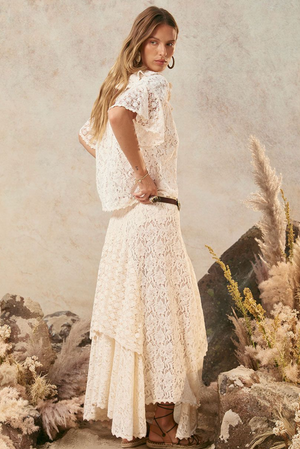 Spell Lux Lisbon Lace Handkerchief Skirt - Vintage Cream