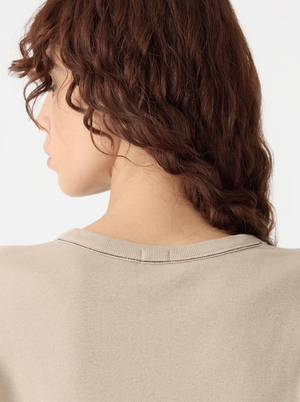 Bassike Scoop Hem Placket T.Shirt -  Birch/White