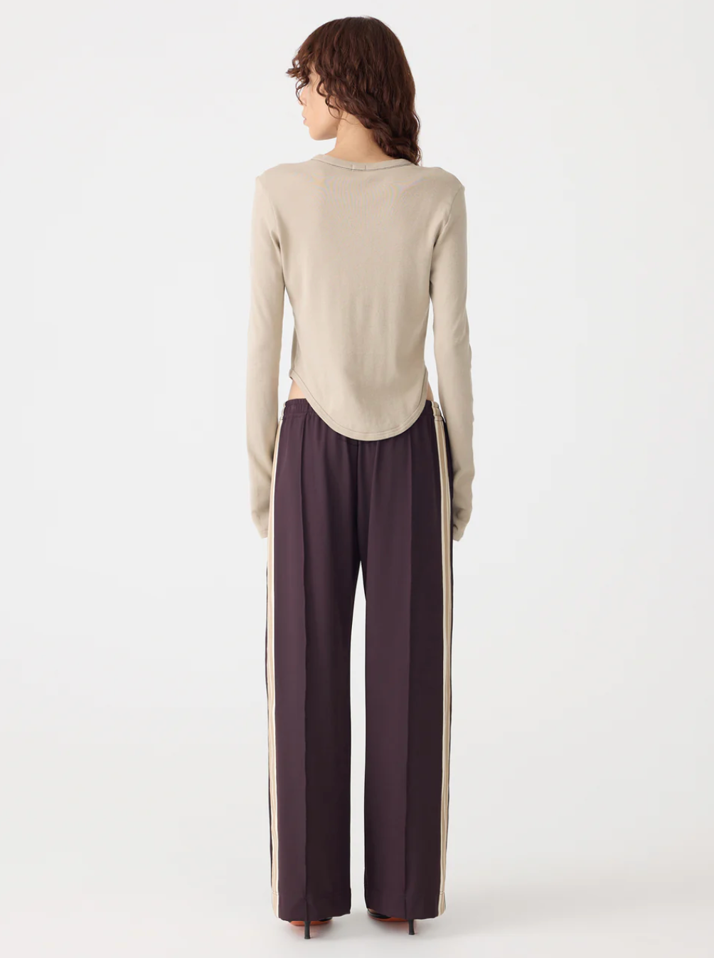 Bassike Scoop Hem Placket T.Shirt -  Birch/White